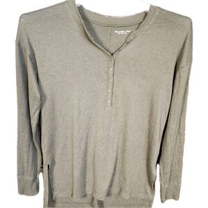 Abercrombie & Fitch Soft A&F Cozy Henley Top Green Women Small Long Sleeve Knit